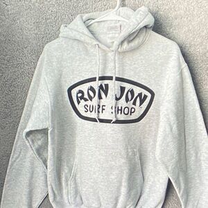 Ron Jon surf Shop Hoodie Mens Small Gray Pullover Sweatshirt Beach Vintage 90S